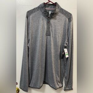 Flag & Anthem Men’s Gray Striped Quarter-Zip Pullover Size L